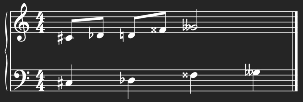 Showing the five accidental symbols.