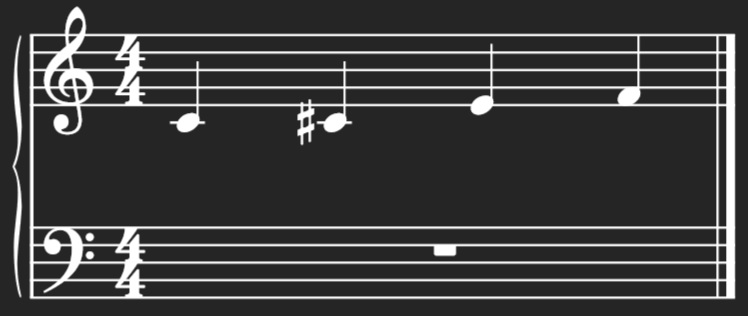Showing the half step distance between C and C♯, and E and F.
